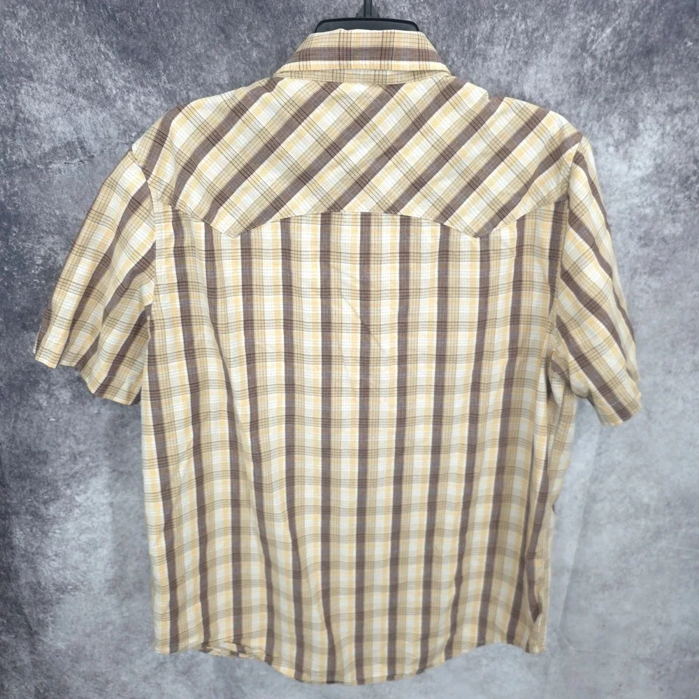 Levis Western Shirt Mens Large Yellow Plaid Pearl Snap‎ Cowboy Rodeo Vaquero